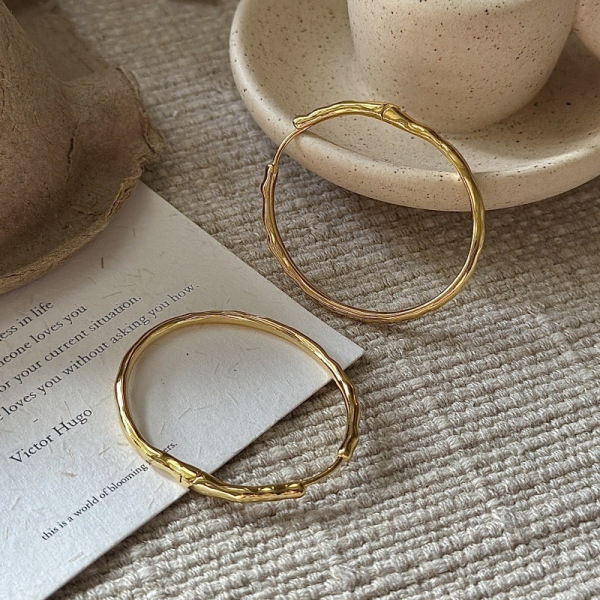 Wholesale 925 Sterling Silver Textured Large Hoop Earrings - Image 2