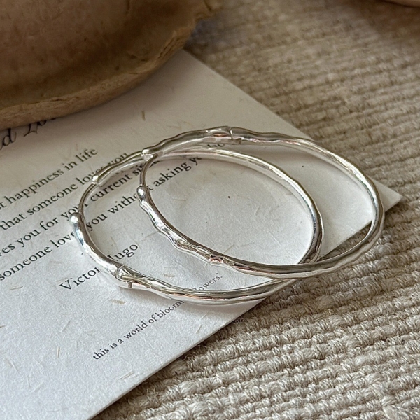 Wholesale 925 Sterling Silver Textured Large Hoop Earrings - Image 3