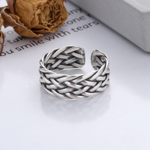 Wholesale 925 Sterling Silver Oxidized Woven Ring