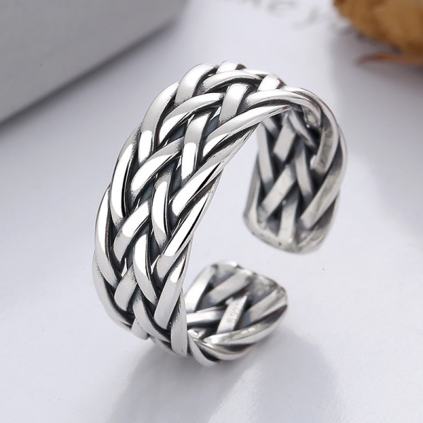 Wholesale 925 Sterling Silver Oxidized Woven Ring - Image 3