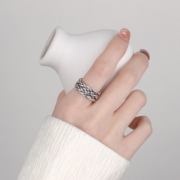 Wholesale 925 Sterling Silver Oxidized Woven Ring - Image 5