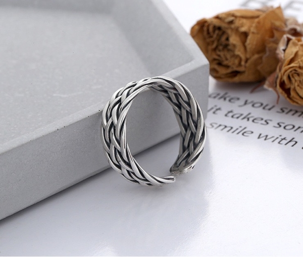Wholesale 925 Sterling Silver Oxidized Woven Ring - Image 2