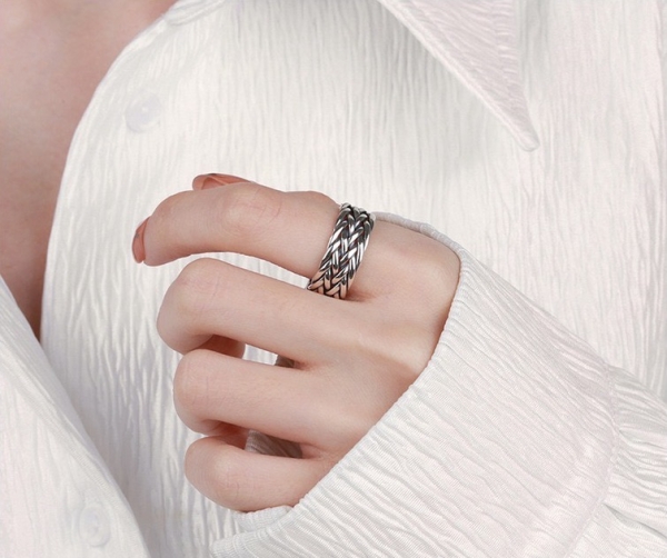 Wholesale 925 Sterling Silver Oxidized Woven Ring - Image 6