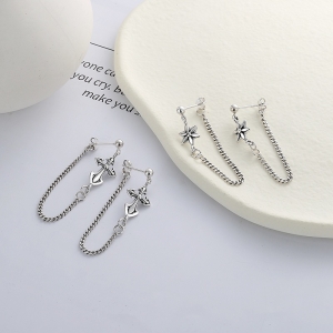 Wholesale 925 Sterling Silver Star and Anchor Chain Earrings