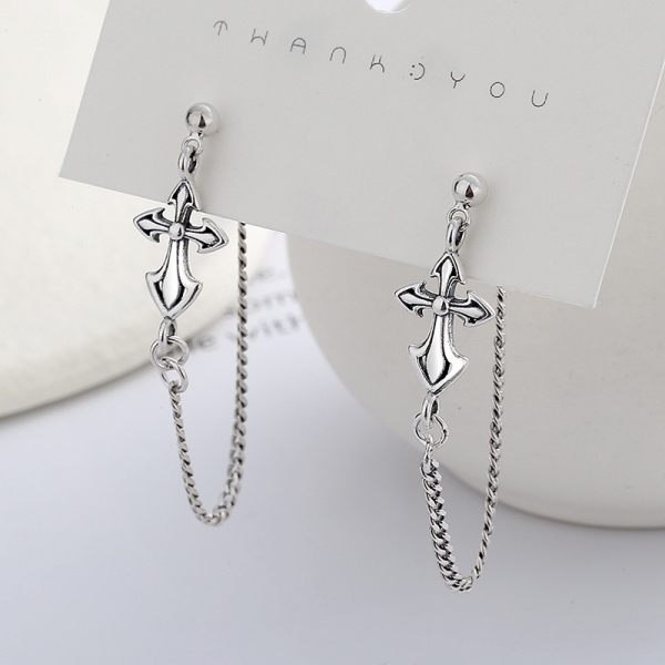 Wholesale 925 Sterling Silver Star and Anchor Chain Earrings - Image 2