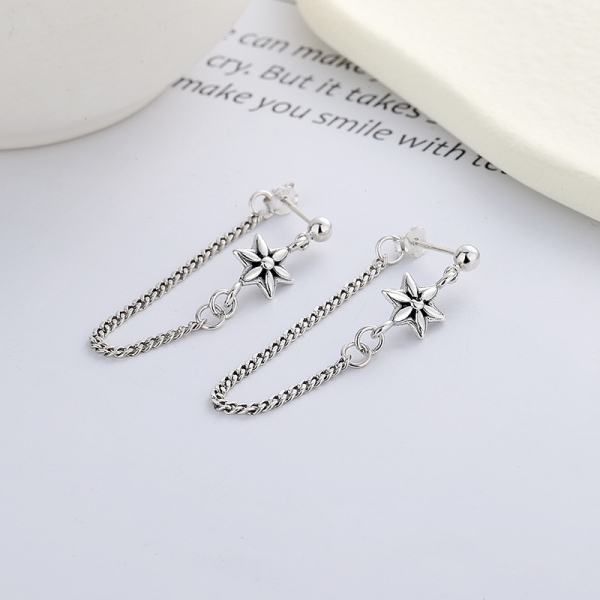 Wholesale 925 Sterling Silver Star and Anchor Chain Earrings - Image 3
