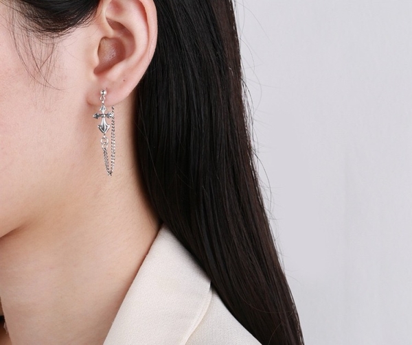Wholesale 925 Sterling Silver Star and Anchor Chain Earrings - Image 6