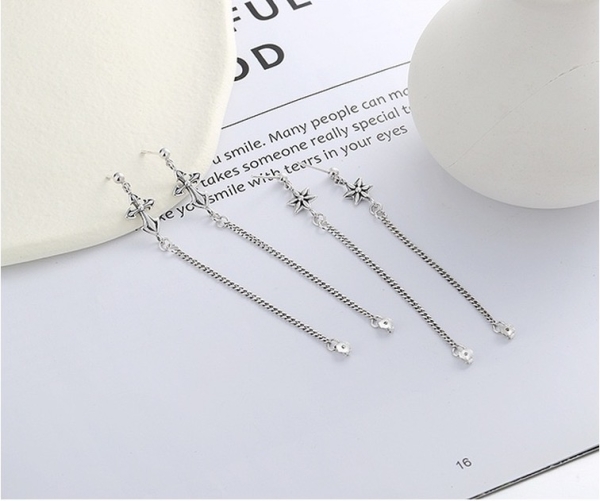 Wholesale 925 Sterling Silver Star and Anchor Chain Earrings - Image 4