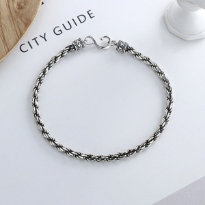 Wholesale 925 Sterling Silver Oxidized Twisted Rope Couple Bracelet
