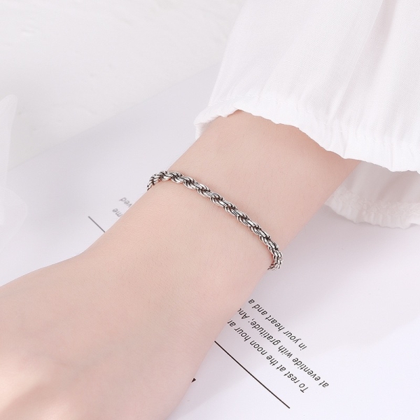 Wholesale 925 Sterling Silver Oxidized Twisted Rope Couple Bracelet - Image 5