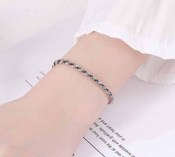 Wholesale 925 Sterling Silver Oxidized Twisted Rope Couple Bracelet - Image 6