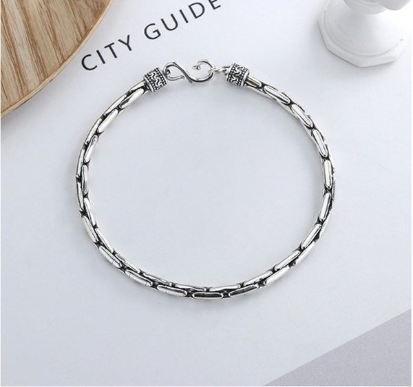 Wholesale 925 Sterling Silver Oxidized Snake Bone Bracelet