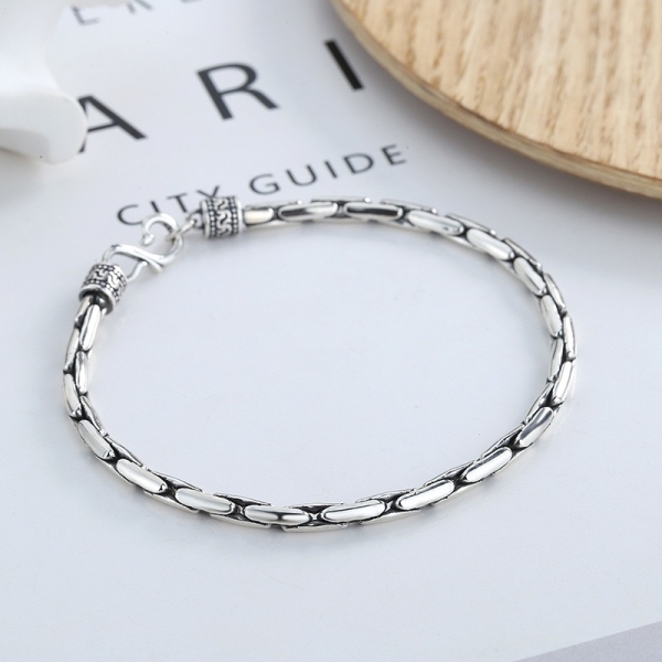 Wholesale 925 Sterling Silver Oxidized Snake Bone Bracelet - Image 2