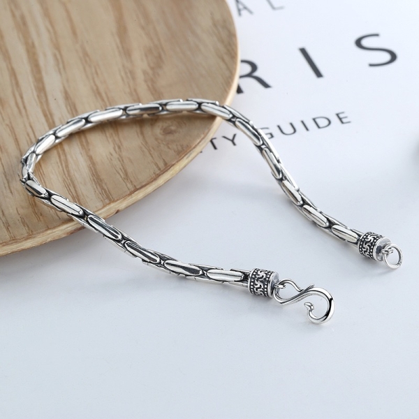 Wholesale 925 Sterling Silver Oxidized Snake Bone Bracelet - Image 3