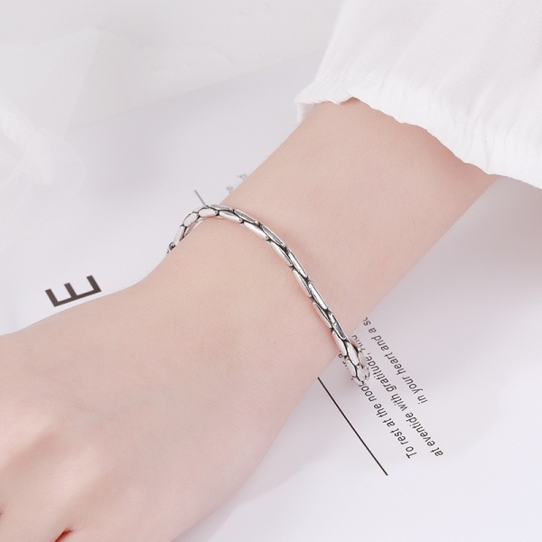 Wholesale 925 Sterling Silver Oxidized Snake Bone Bracelet - Image 5