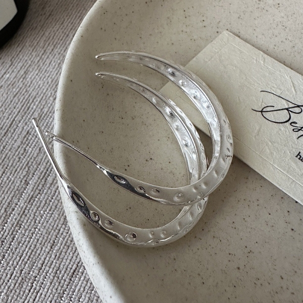 Wholesale 925 Sterling Silver Large hammered Hoop Earrings - Image 2