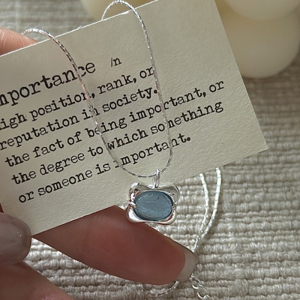 Wholesale 925 Sterling Silver Aquamarine Collarbone Necklace - Image 2