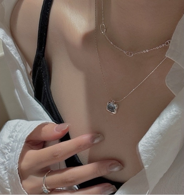 Wholesale 925 Sterling Silver Aquamarine Collarbone Necklace - Image 6