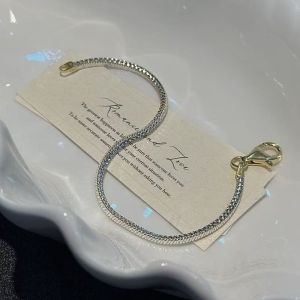 Wholesale 925 Sterling Silver Gold&Silver Fishbone Bracelet