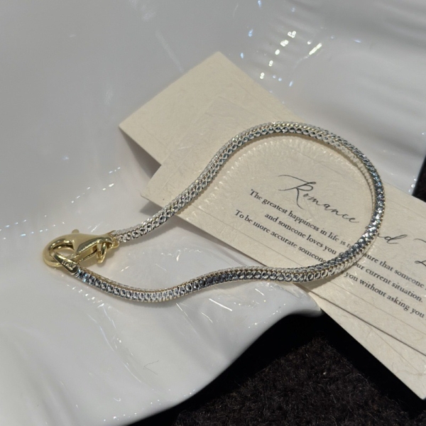 Wholesale 925 Sterling Silver Gold&Silver Fishbone Bracelet - Image 3