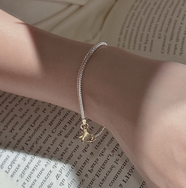 Wholesale 925 Sterling Silver Gold&Silver Fishbone Bracelet - Image 6