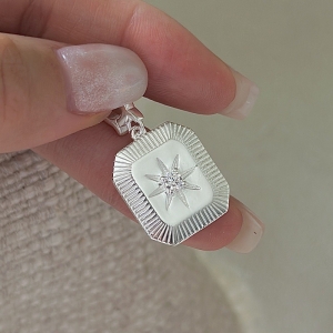 Wholesale 925 Sterling Silver Star Zircon Rectangular Pendant