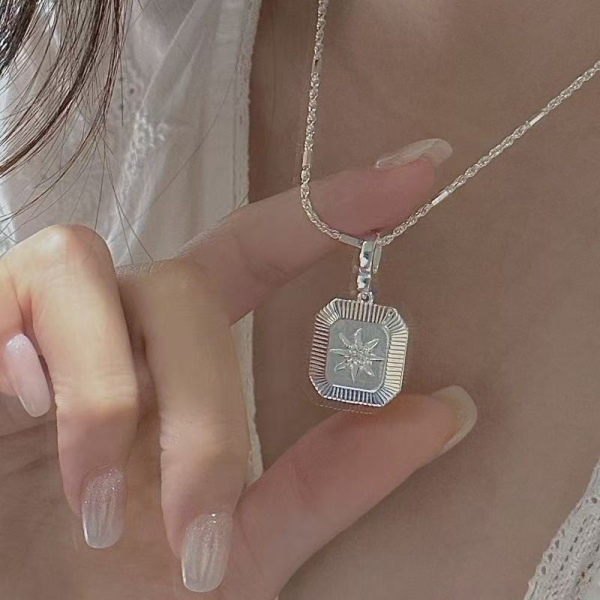Wholesale 925 Sterling Silver Star Zircon Rectangular Pendant - Image 5