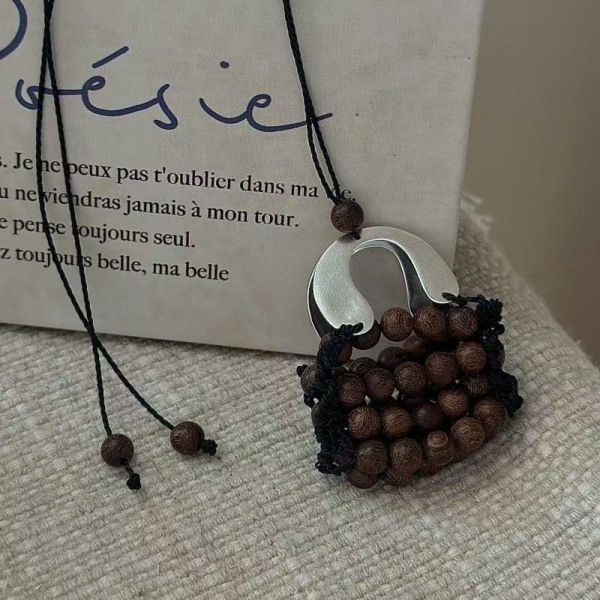 Wholesale 925 Sterling Silver Wooden Bag Cord Necklace - Image 3