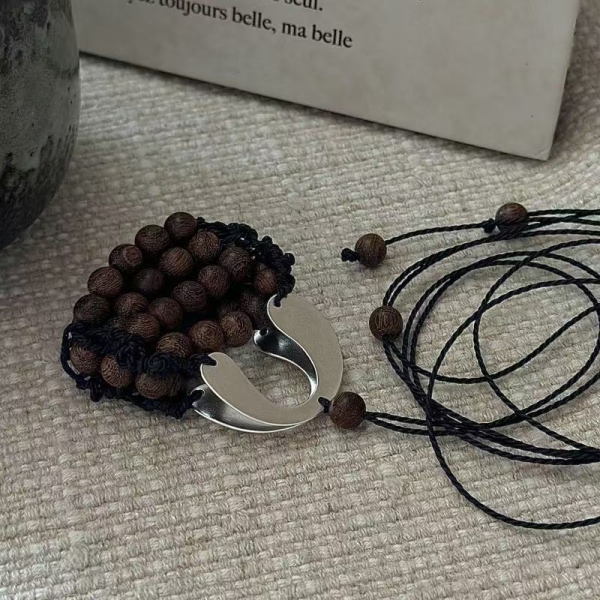 Wholesale 925 Sterling Silver Wooden Bag Cord Necklace - Image 2
