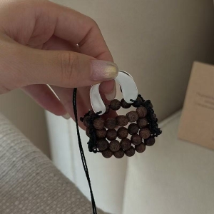 Wholesale 925 Sterling Silver Wooden Bag Cord Necklace