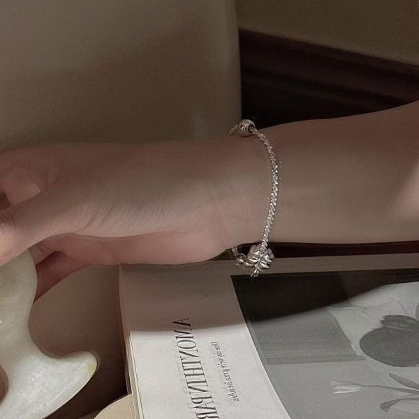 Wholesale 925 Sterling Silver Four-leaf Clover Sparkling Bracelet - Image 5