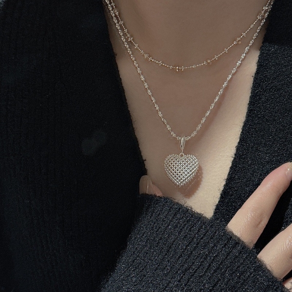 Wholesale 925 Sterling Silver Love Heart Mesh Pendant - Image 4