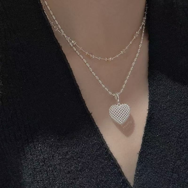 Wholesale 925 Sterling Silver Love Heart Mesh Pendant - Image 5
