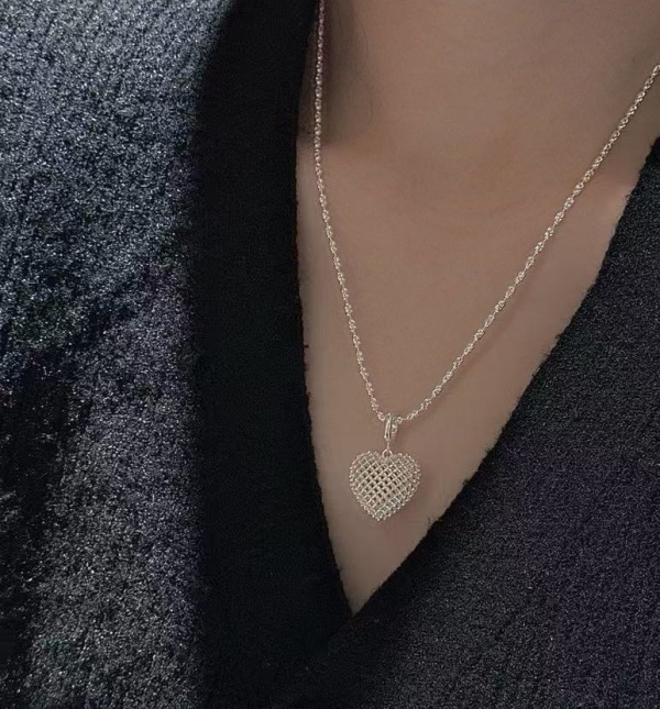 Wholesale 925 Sterling Silver Love Heart Mesh Pendant - Image 6
