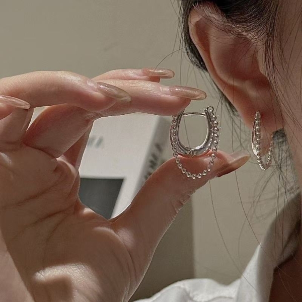 Wholesale 925 Sterling Silver Chain Hoop Earrings - Image 4