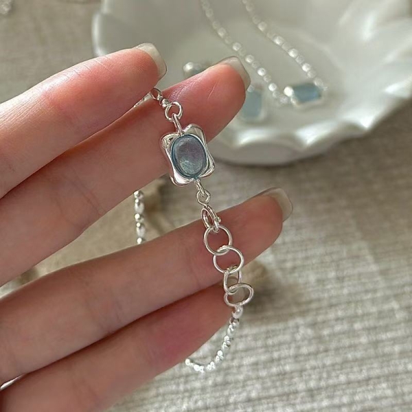Wholesale 925 Sterling Silver Aquamarine earrings & necklace & bracelet - Image 4