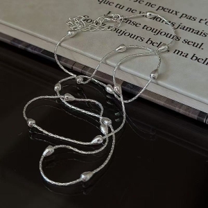 Wholesale 925 Sterling Silver Beaded Chain Necklace