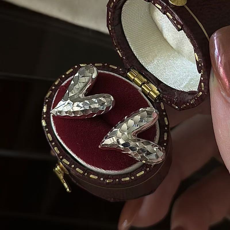 Wholesale 925 Sterling Silver CNC Shiny Heart Earrings & Ring