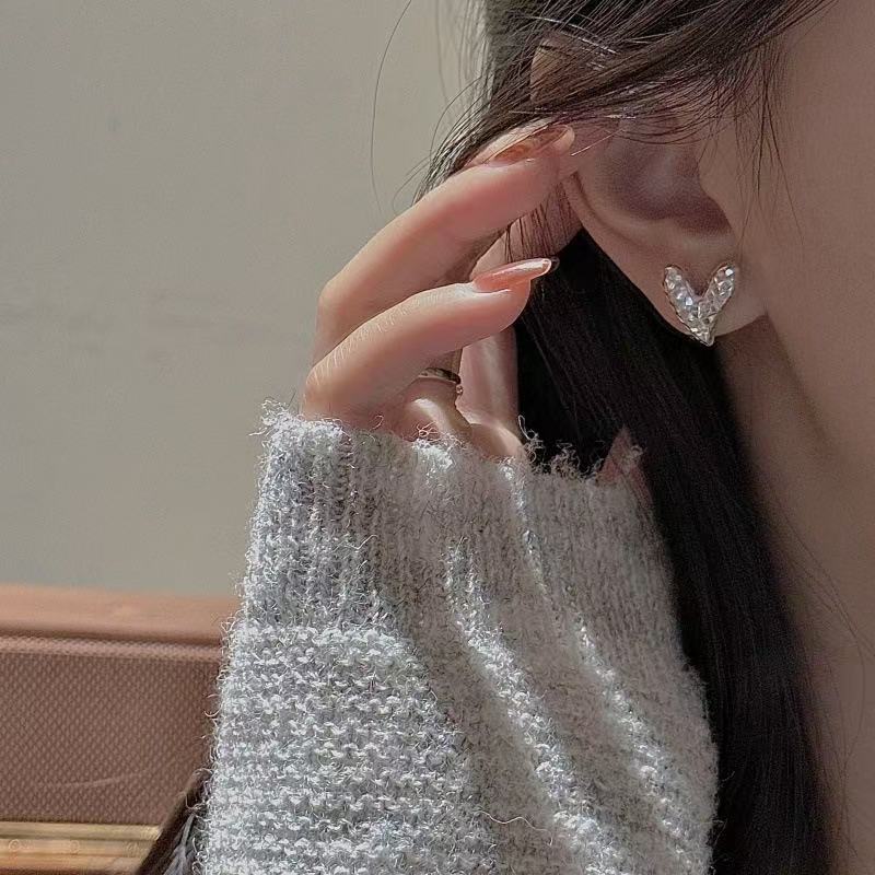 Wholesale 925 Sterling Silver CNC Shiny Heart Earrings & Ring - Image 6