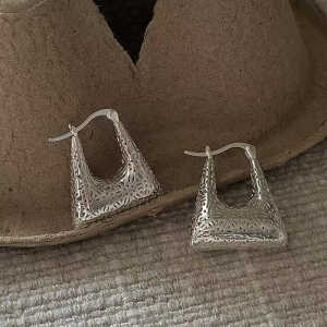 Wholesale 925 Sterling Silver 5D Hollow Pattern Bag Earrings