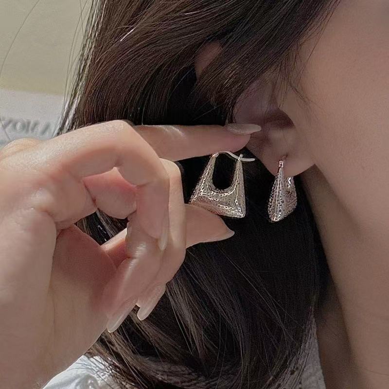 Wholesale 925 Sterling Silver 5D Hollow Pattern Bag Earrings - Image 6