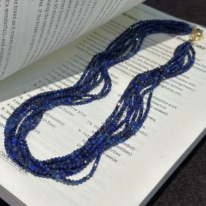 Wholesale 925 Sterling Silver Multi-layer lapis lazuli necklace In Gold