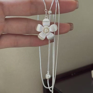 Wholesale 925 Sterling Silver Wire Flower Adjusting Necklace