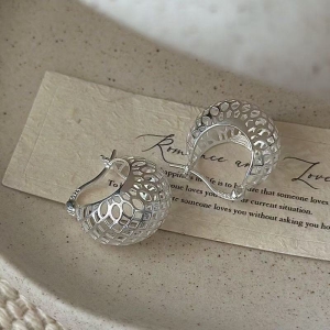Wholesale 925 Sterling Silver Hollow Light Hoop Earrings