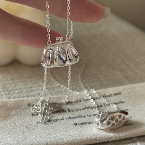 Wholesale 925 Sterling Silver Polished Bag Necklace