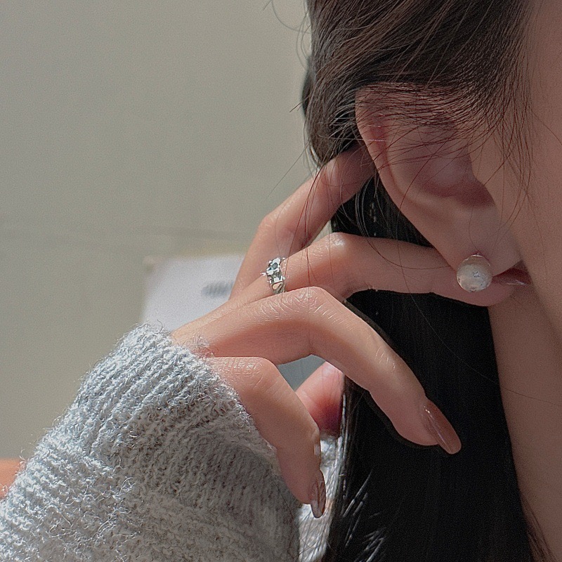 Wholesale 925 Sterling Silver Wiredrawing Hexagram-shaped Bead Earrings - Image 4