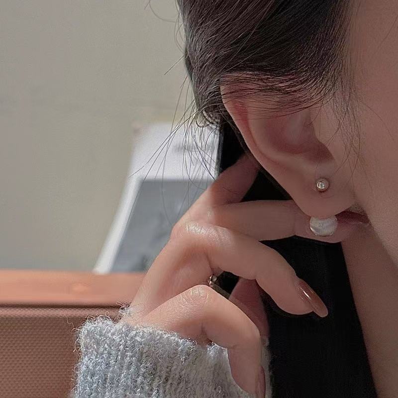 Wholesale 925 Sterling Silver Wiredrawing Hexagram-shaped Bead Earrings - Image 6