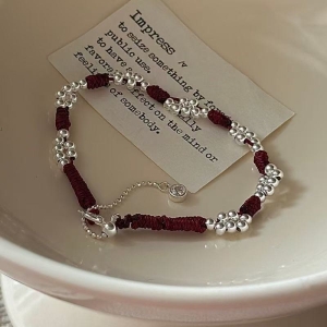 Wholesale 925 Sterling Silver Red String Bead Bracelet For Christmas
