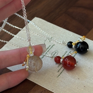 Wholesale 925 Sterling Silver Natural Stone Sweater Necklace