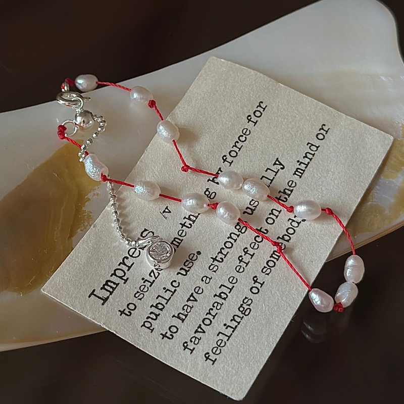 Wholesale 925 Sterling Silver Red String Pearl Bracelet - Image 2